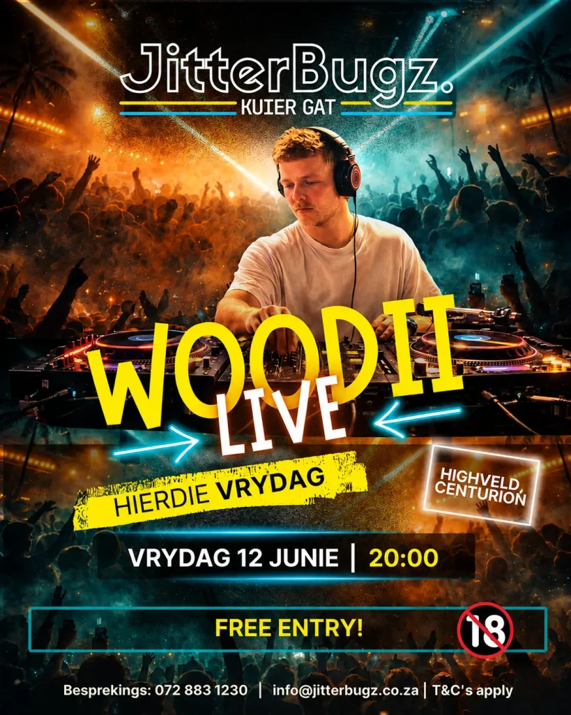 Woodii live at JitterBugz on 12 June 2026