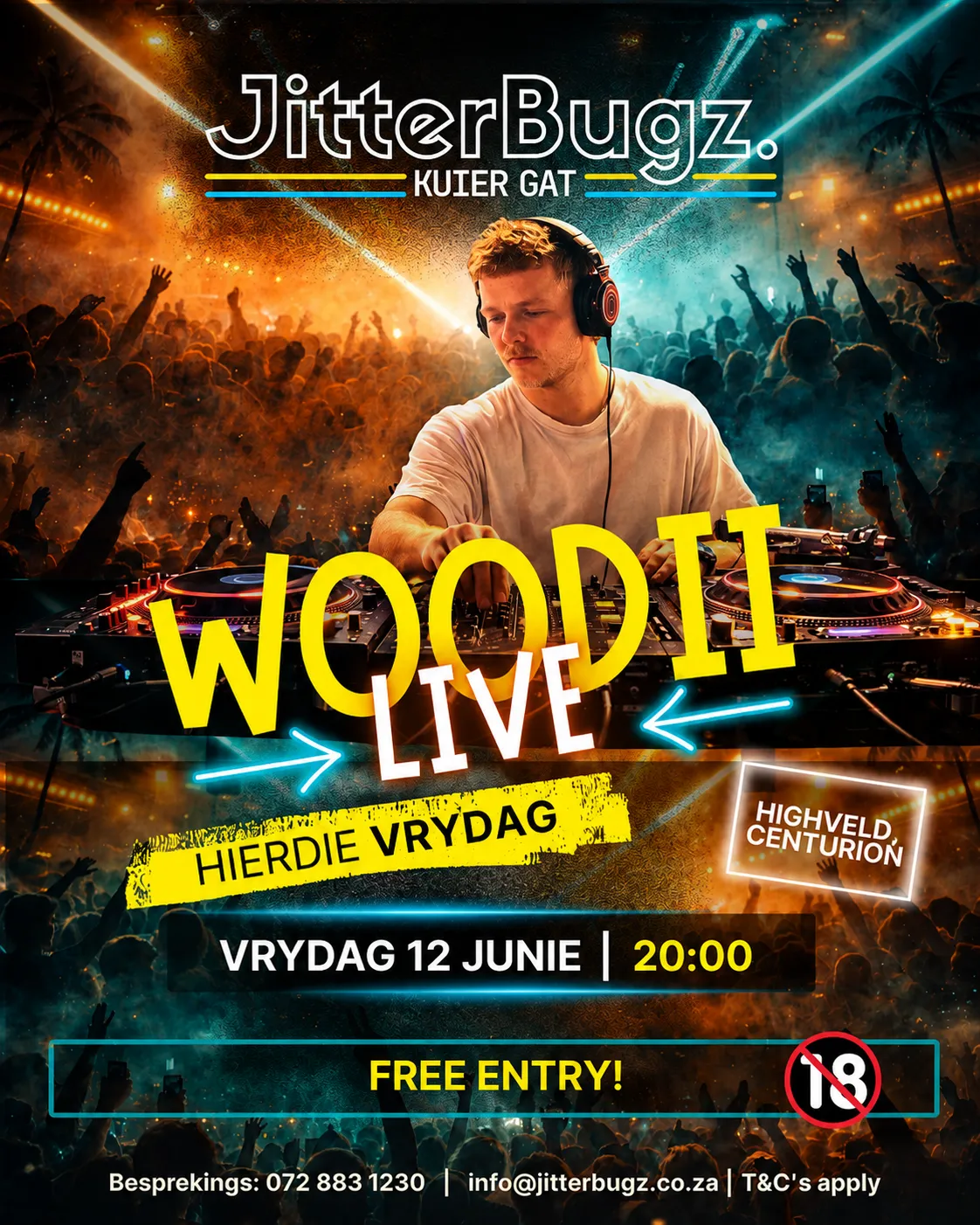 Woodii live at JitterBugz on 12 June 2026