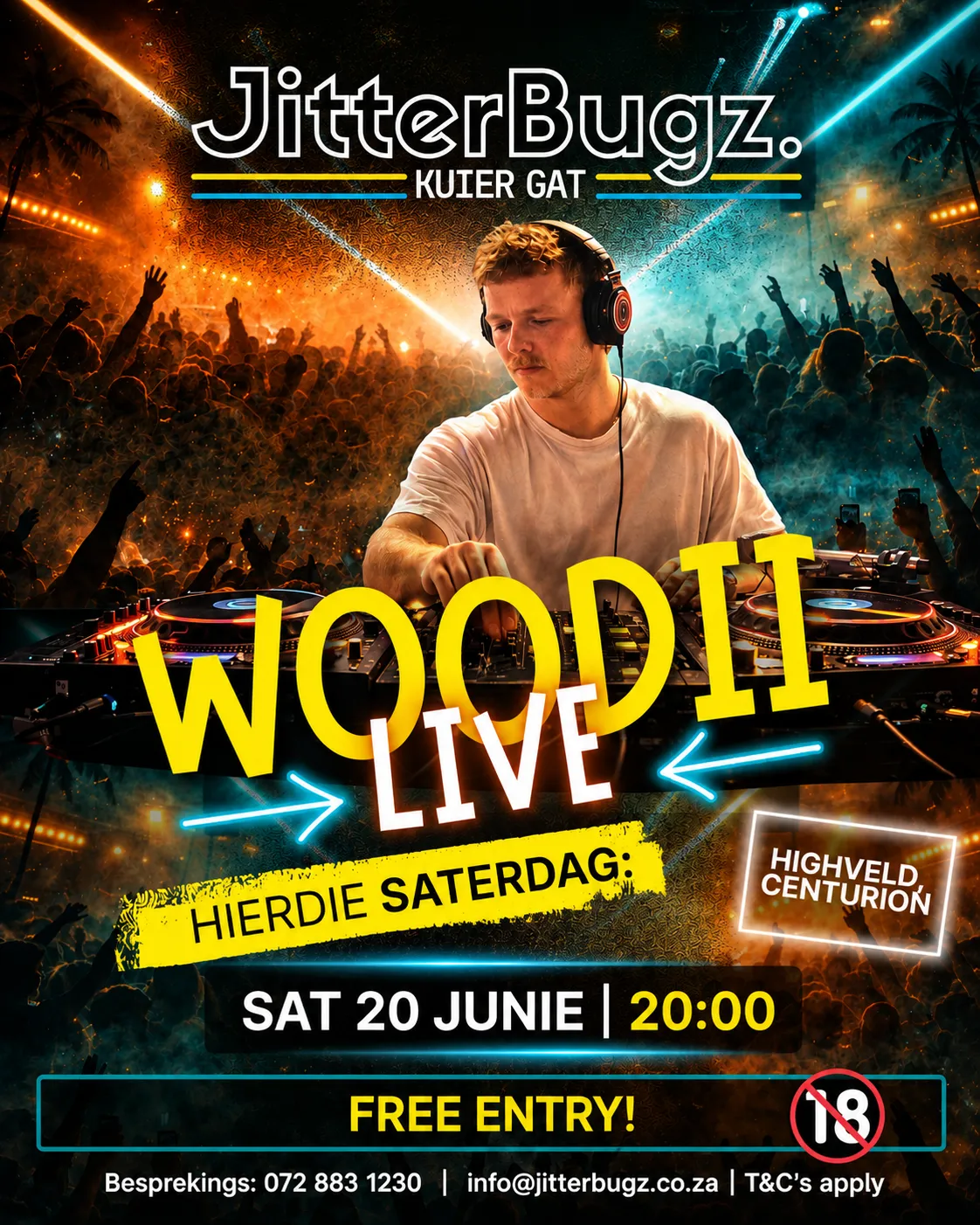 Woodii live at JitterBugz on 20 June 2026