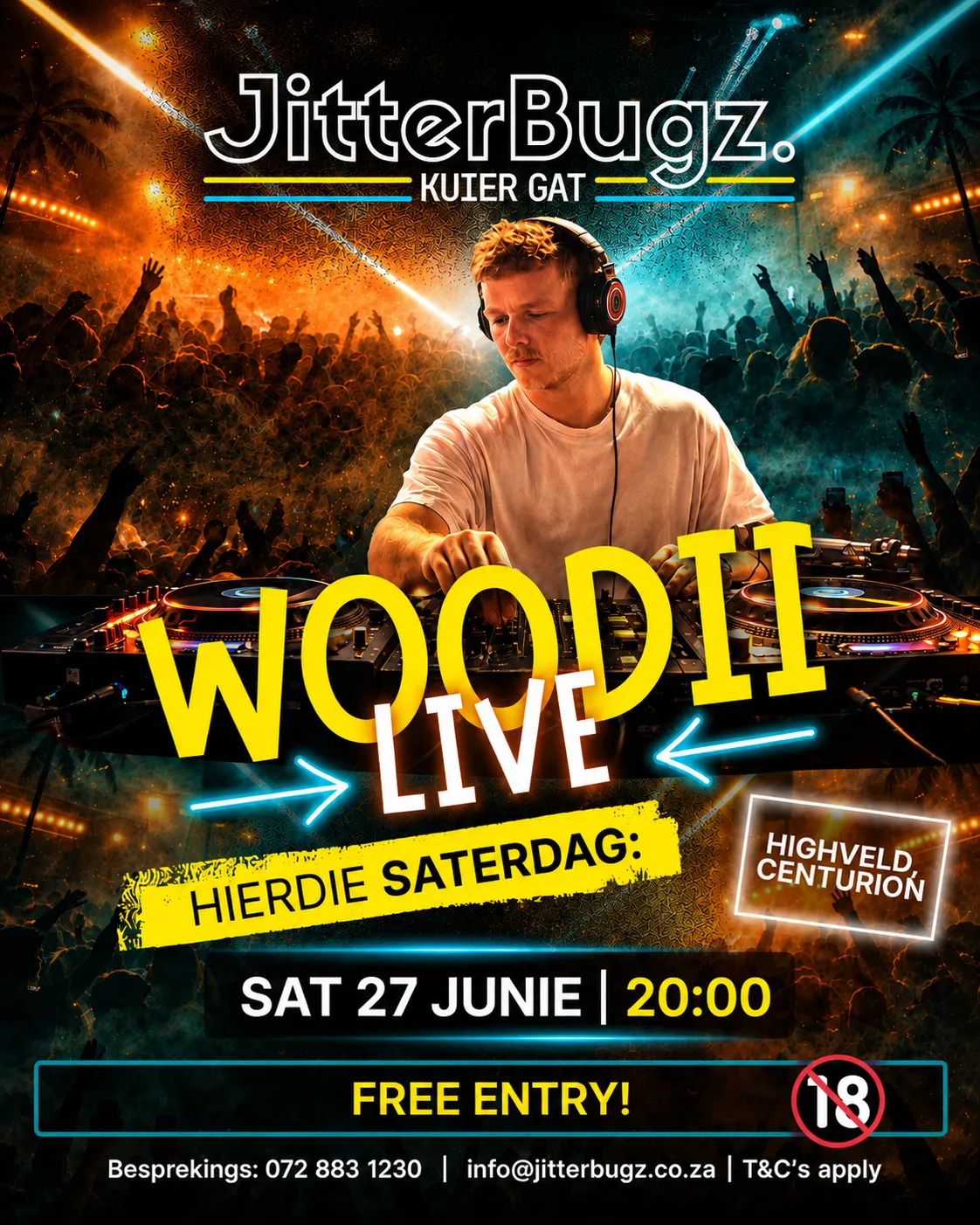 Woodii live at JitterBugz on 27 June 2026