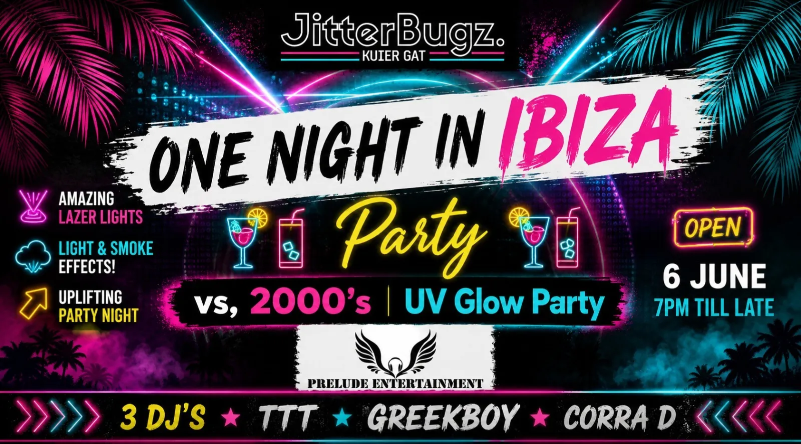 One Night In Ibiza at JitterBugz on 6 June 2026