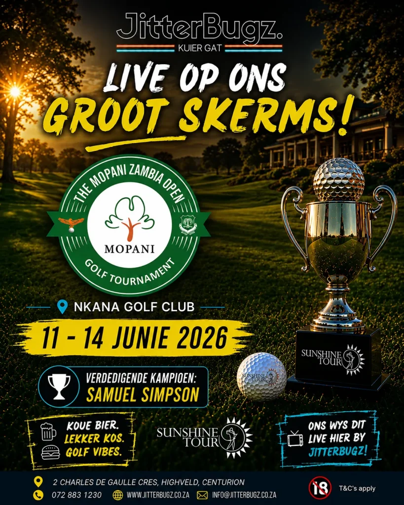 Mopani Zambia Open live at JitterBugz from 11 to 14 June 2026