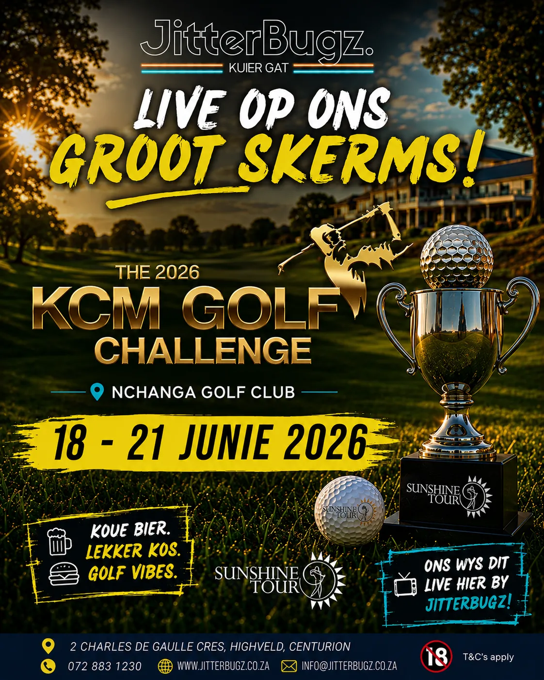 KCM Golf Challenge live at JitterBugz from 18 to 21 June 2026