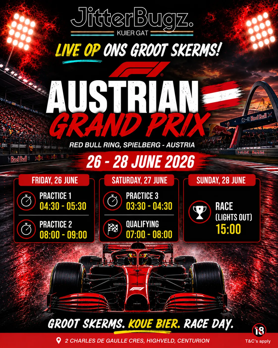 Austrian Grand Prix live at JitterBugz from 26 to 28 June 2026