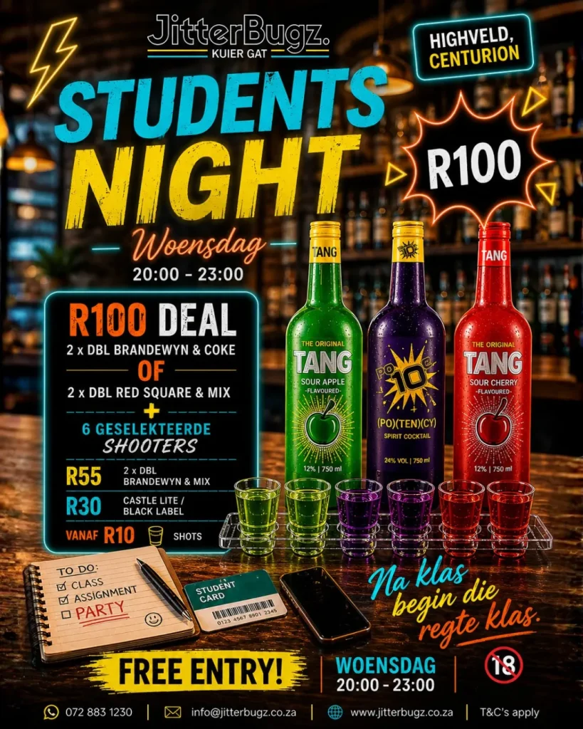 Students Night at JitterBugz on 10 June 2026
